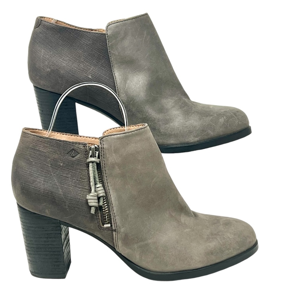 Sperry Women's Dasher Lille Gray Leather Side Zip Booties size 11